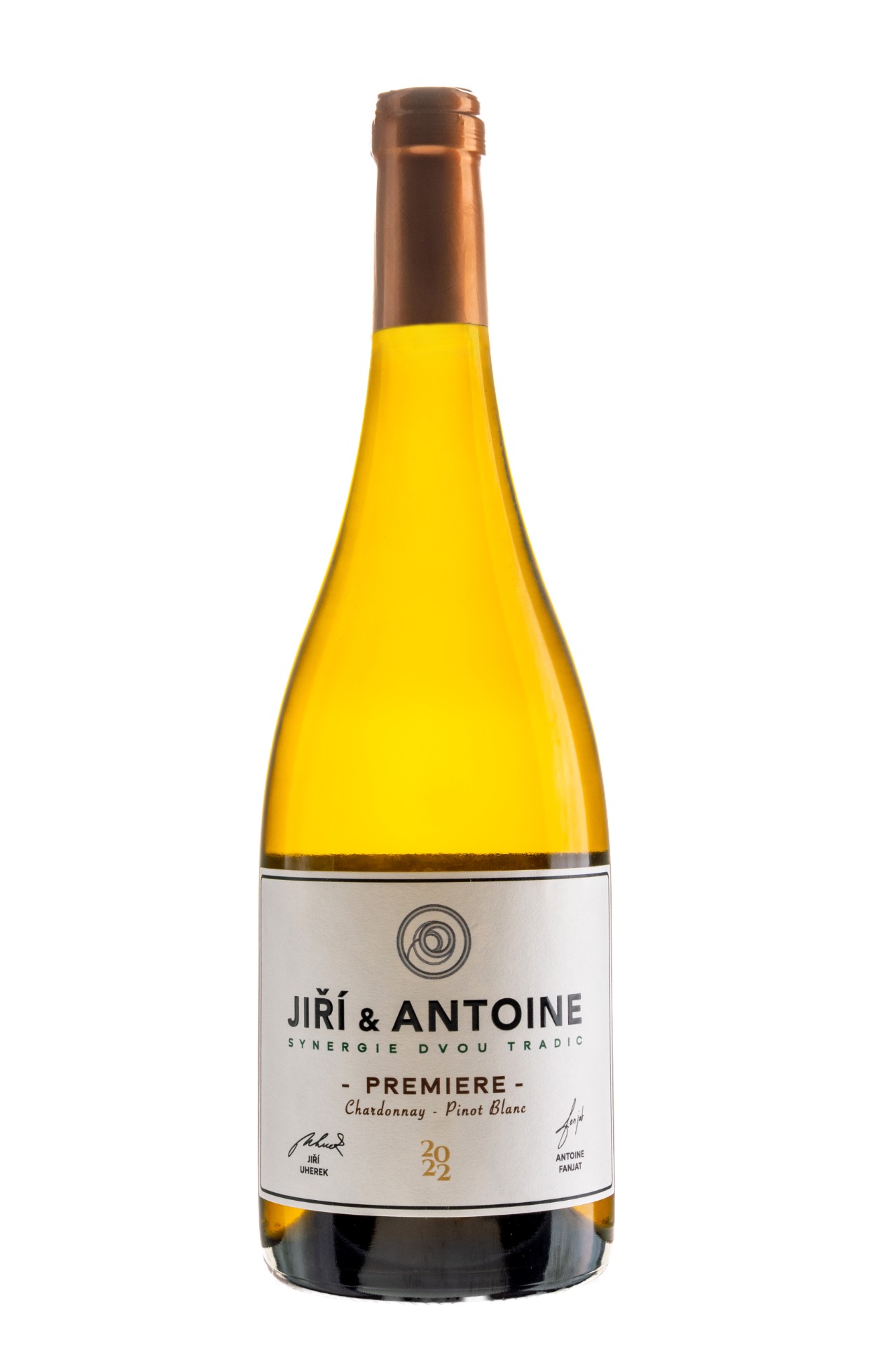 Láhev PREMIERE Chardonnay / Pinot Blanc 2022 od Jiřího Uherka.