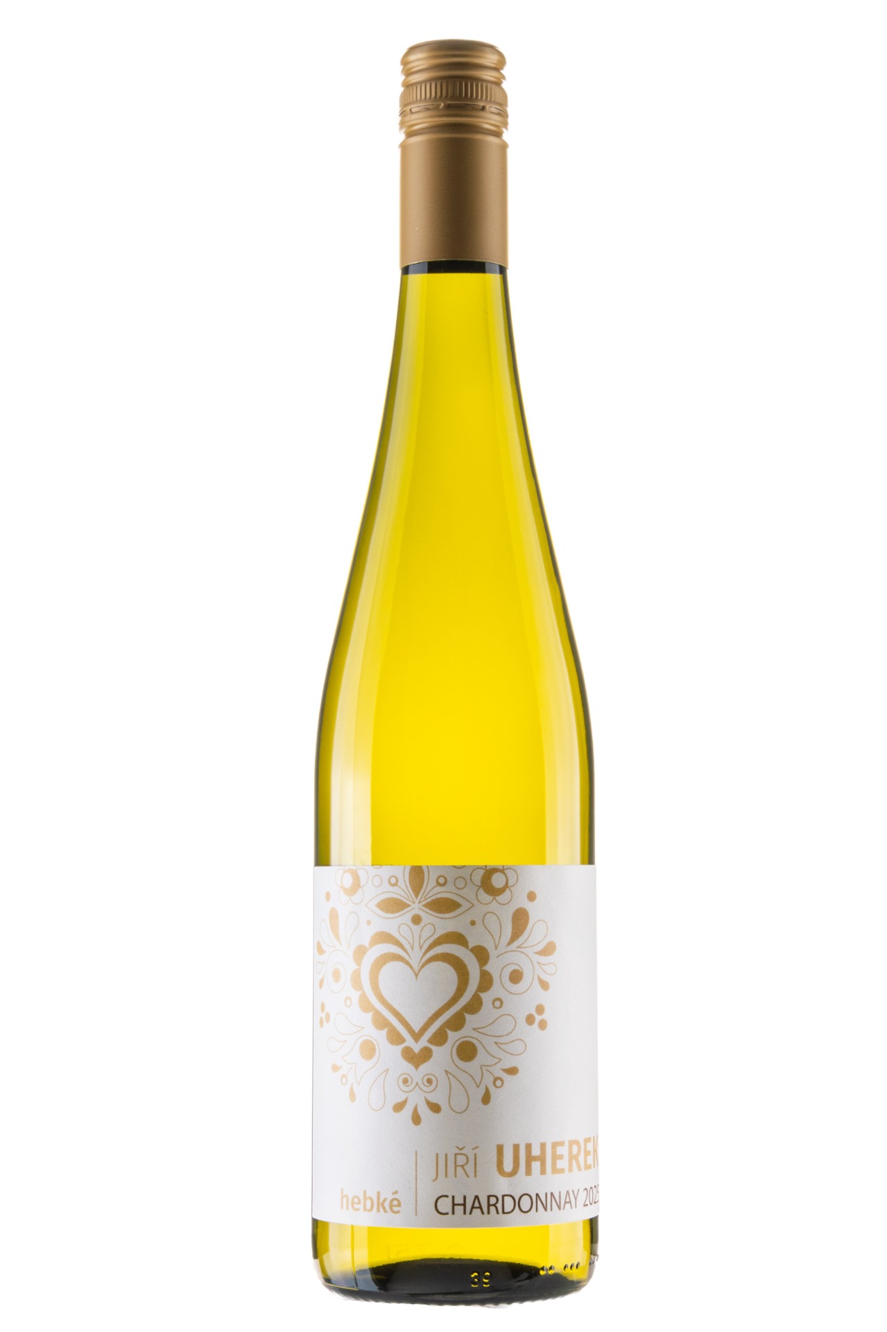 Láhev Chardonnay 2025 od Jiřího Uherka.