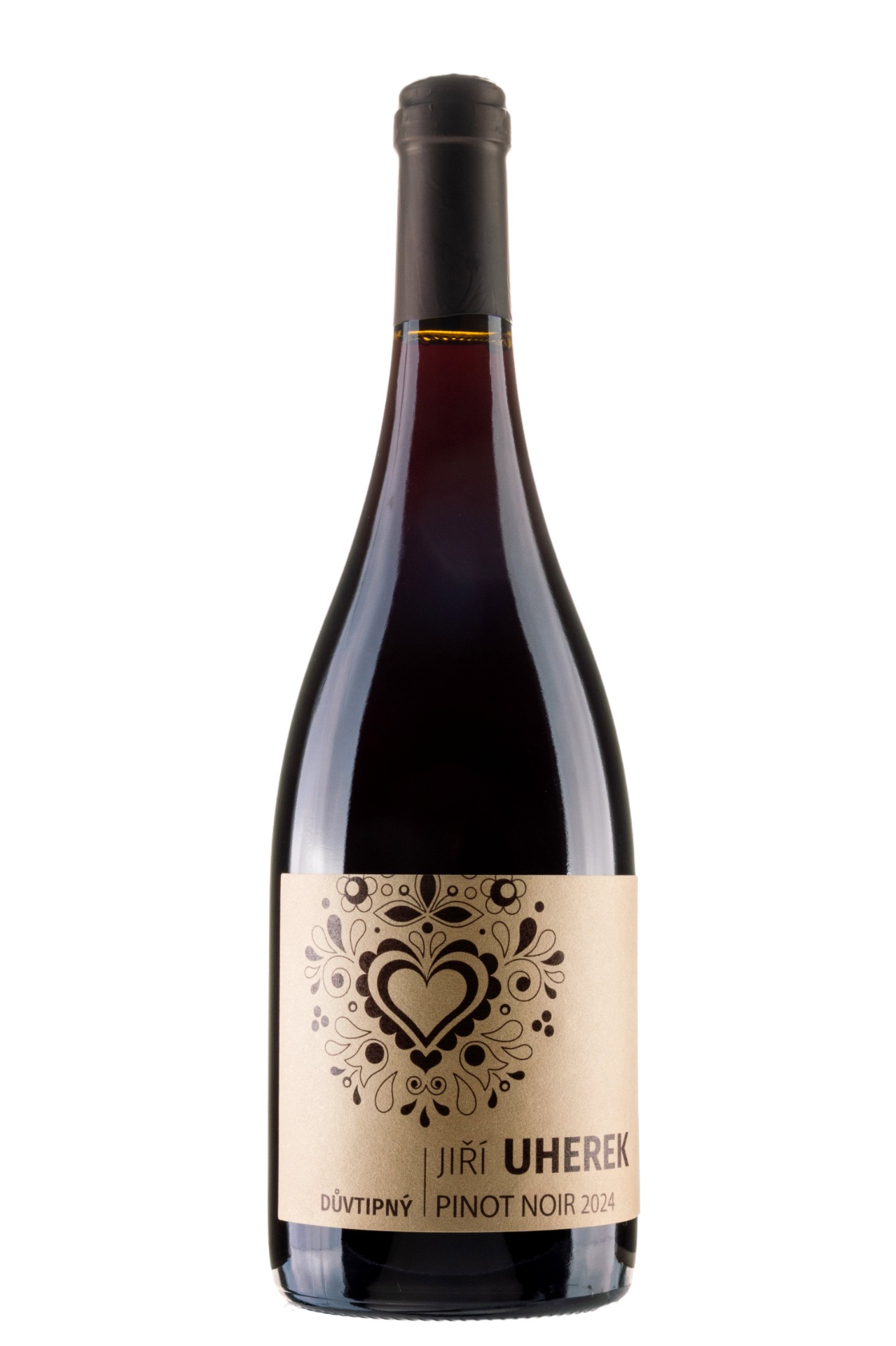 Láhev Pinot Noir 2024 od Jiřího Uherka.