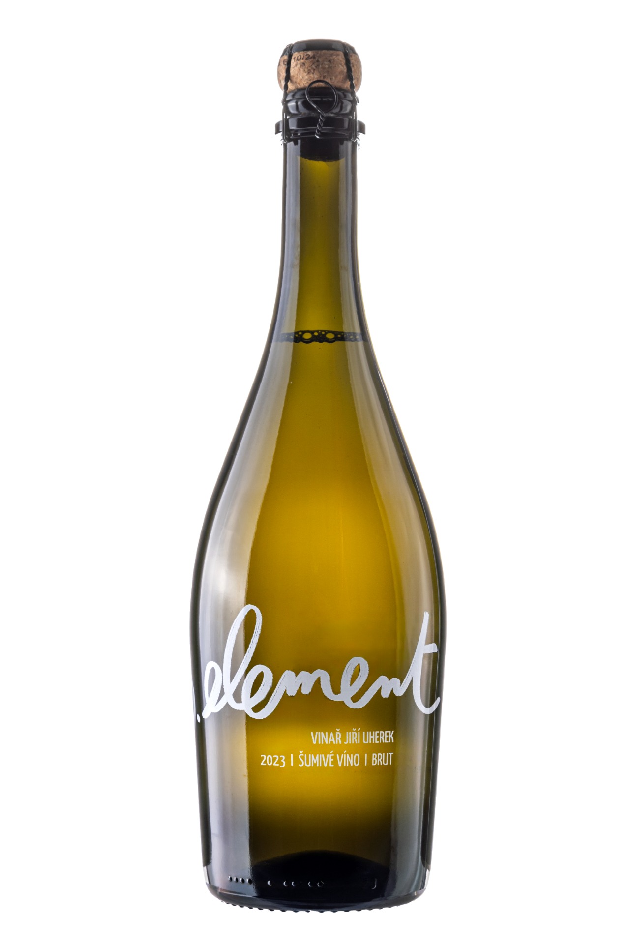 Láhev Sekt 5. Element 2024 od Jiřího Uherka.